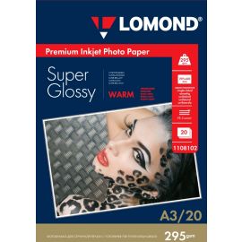 Ֆոտոթուղթ Սուպեր Փայլուն (Warm) Lomond A3, 295 գ/մ², 20 թերթ, 1108102